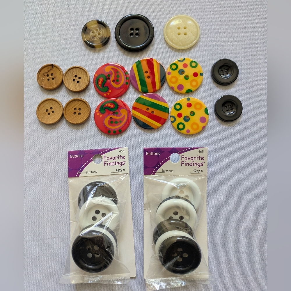 27 Buttons, Big And Colorful Assortment.